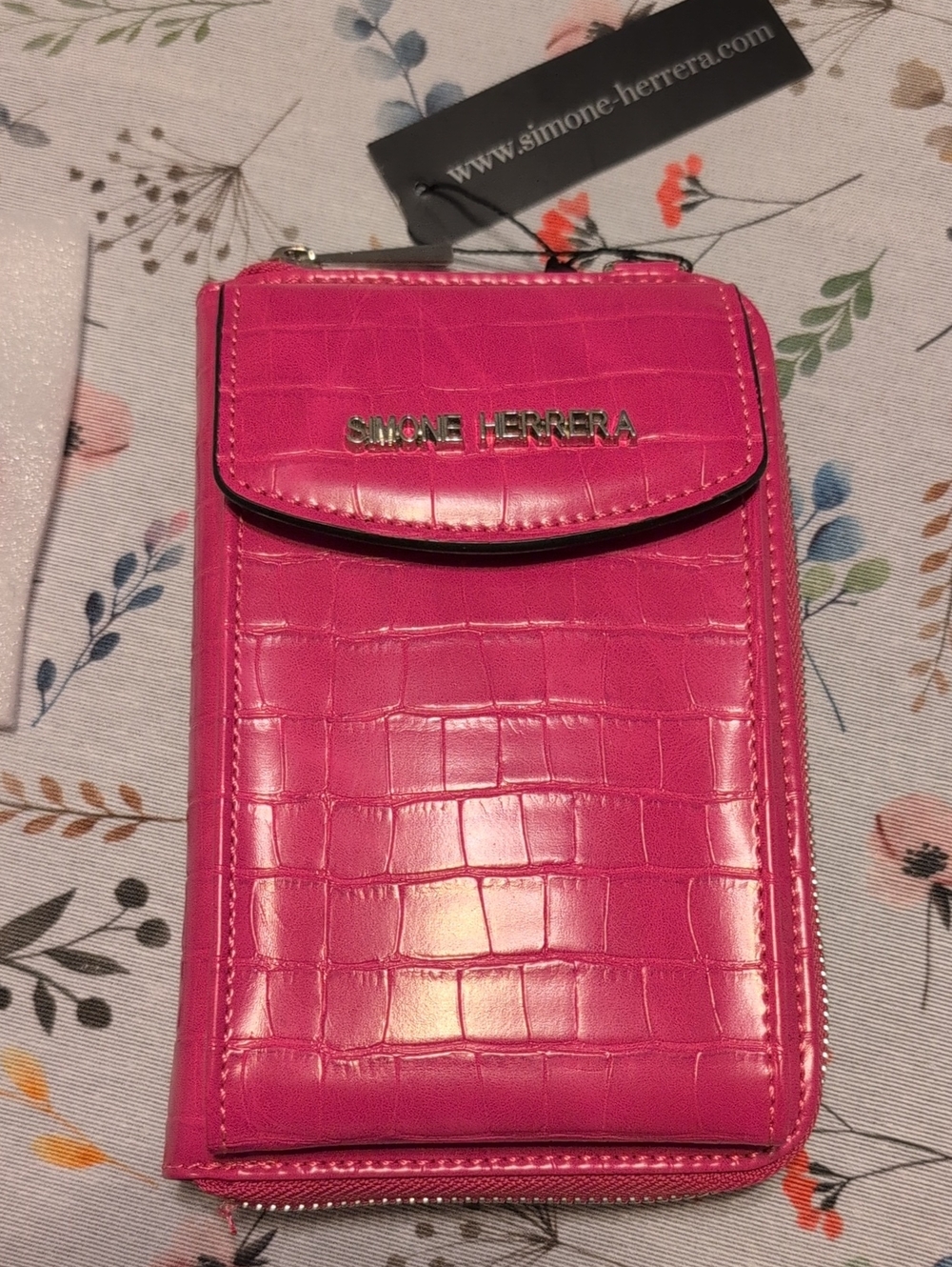 Simone Herrera Hot Pink Croc-Embossed Wallet Phone Case